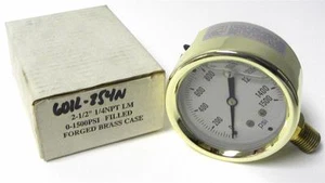 BRANDNEU 2-1/2" GEFÜLLTES MANOMETER 0-1500 PSI 1/4" NPT GESCHMIEDETES MESSINGGEHÄUSE - Bild 1 von 1