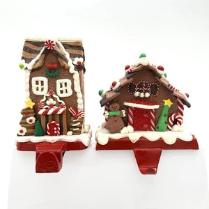 Set Of Two Gingerbread House Stocking Hangers Very Cute And Colorful Read - Picture 1 of 10