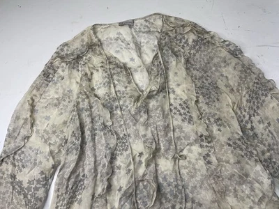 КРАСНЫЙ Valentino блузка верхний женский размер 44 США L чистый шелк звезды оборки Y2K - Изображение 1 из 4