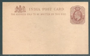 INDIA Edward VII unused 1/4a postal stationery card with PRINTED bungalow plan - Picture 1 of 2