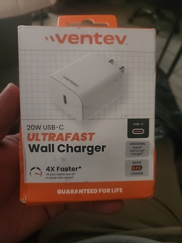 Ventev WC20-HD262888 20W High Speed USB C Wall Charger - Ultrafast PD Charging