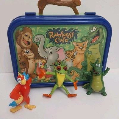 Vintage 2000 Rainforest Cafe Mixed Lot of 3 Figures & Lunchbox Y2K  - Image 1 of 4