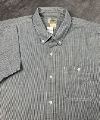 LL Bean Shirt Mens XL Striped Comfort Stretch Chambray Short Sleeve NEW - Image 1 of 4