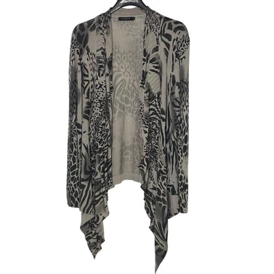 Lafayette 148 Silk Blend Animal Print Open Waterfall Cardigan Sz XL Leopard - Image 1 of 4