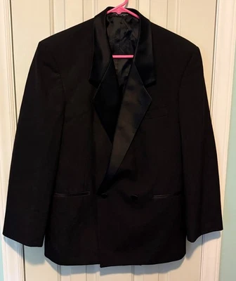 Men's Vintage After Six Black Double Breasted Tuxedo Jacket Size 37S - Image 1 of 4
