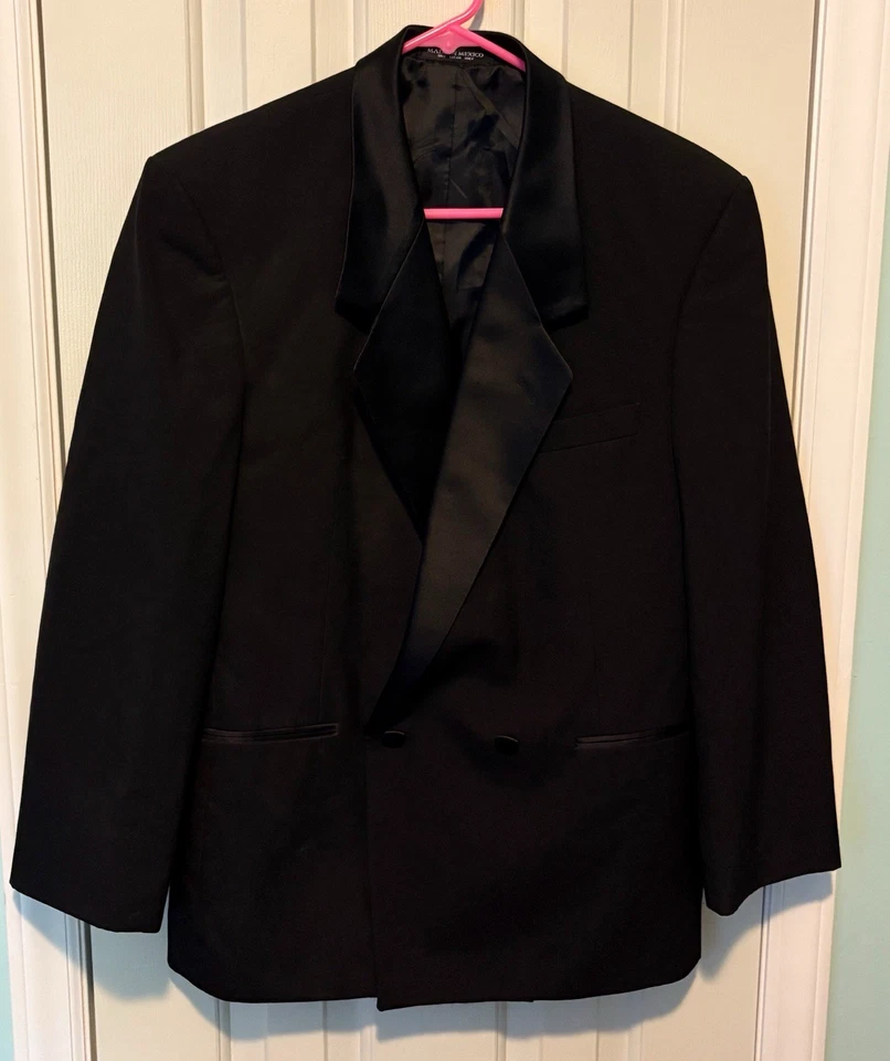 Men's Vintage After Six Black Double Breasted Tuxedo Jacket Size 37S - Image 1 of 4