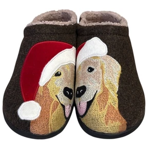 L.L. Bean Daybreak Scuff Santa Hat Golder Retriever Motif Slippers, Size 8, Dog - Picture 1 of 8
