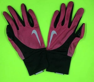 Nike Women's Reflective Running Beanie Hat Gloves Pink Black Large Just Do It - Picture 1 of 8