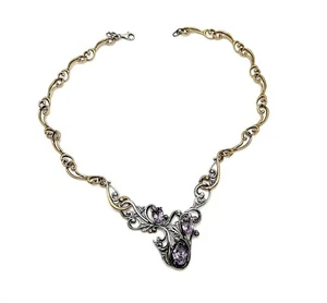 Collar Carolyn Pollack Harmony facetado de piedras preciosas de latón y ley 19" - Imagen 1 de 5