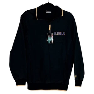 NEW LSU Tigers Size S 1/4 Zip Pullover Fleece Sweatshirt Colosseum Black NWT - Picture 1 of 4