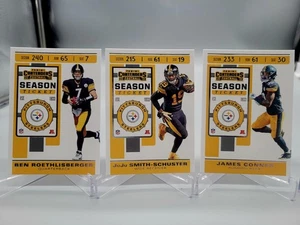 2019 CONTENDERS BEN ROETHLISBERGER JUJU JAMES CONNER TEAM CARD SET STEELERS NFL - Picture 1 of 1