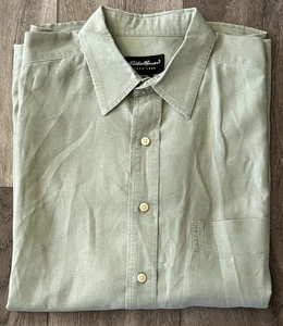 Eddie Bauer Men’s Cotton Linen Button Down Short Sleeve Shirt Minimalist LARGE - Picture 1 of 10