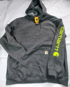 Carhartt Felpa Uomo con Cappuccio Grafica XL Grigio Vestibilità Larga Logo TS0288-M NUOVA - Foto 1 di 6