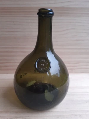 Rare bouteille oignon sceau VERMUT DI TORINO verre soufflé ancien sealed bottle - Photo 1/4