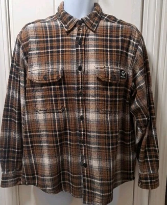 Camisa de franela gruesa Wolverine para hombre talla L marrón negra a cuadros manga larga Foto 1 de 4