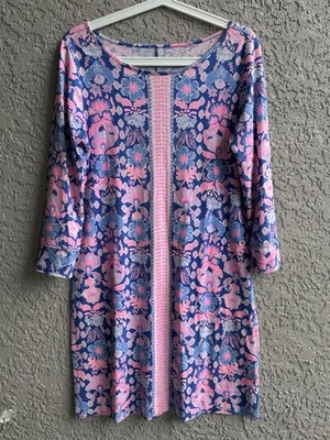 Vestido Camisa Lilly Pulitzer Feminino Marlowe Iris Azul Rosa Floral Pima Tamanho M - Imagem 1 de 4