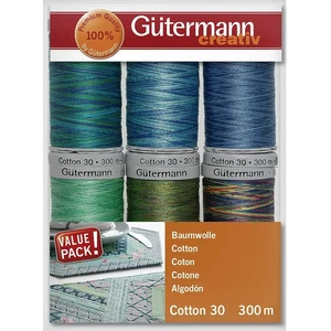 Gutermann Cotton No.30 (300m) Variegated Sewing Thread Set 3 (6 Spools) - Imagen 1 de 3