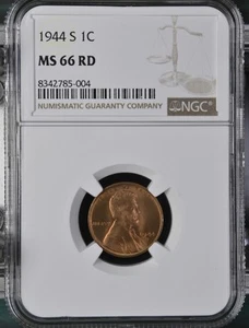 1944 S NGC MS 66 RD United States / American Lincoln Wheat Cent. - Picture 1 of 2