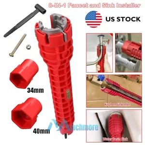 8 in 1 Faucet Sink Installer Multi Tool Plumbing Wrench Drain Removal Nut Wrench - Picture 1 of 12
