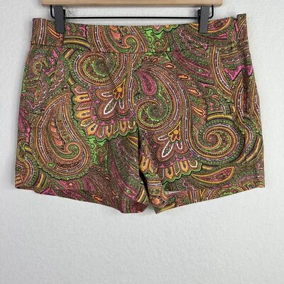 J. Pantalones Cortos Crew Para Mujer Talla 8 Multicolor Paisley Boho Retro Verano Caliente Pantalones Foto 1 de 4
