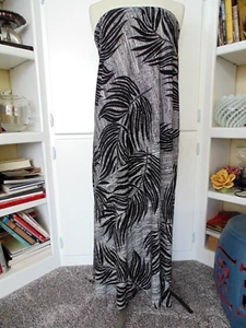 NWT Matty M Womens L Black White Palm Print Bandeau Pull On Sundress Maxi Dress - Picture 1 of 5