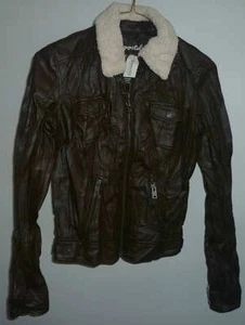 Aeropostale Damen-Fliegerjacke 99 $ Kunstleder Größe XS neu mit Etikett #8647 - Bild 1 von 1