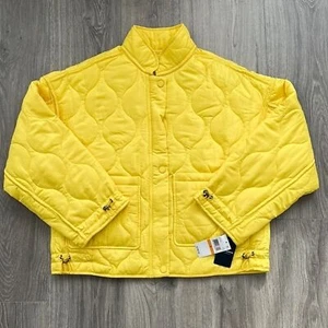 LUCKY BRAND Quilted Jacket Size Small Oversized Boxy Lemon Yellow Gorpcore NEW - Picture 1 of 12