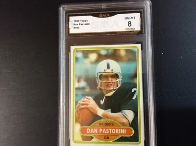 1980 TOPPS DAN PASTORINI OAKLAND RAIDERS CARD #490-GRADED (8) NEAR MINT - MINT - Image 1 of 2