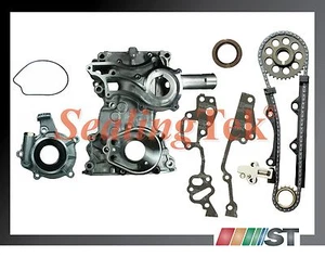 Kit de cadena de distribución de motor Fit 85-95 Toyota 2.4L 22R 22RE con cubierta + juego de bomba de aceite - Imagen 1 de 4