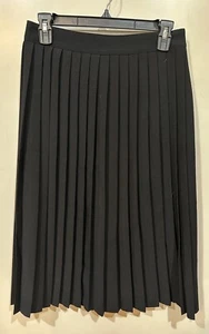Dolce Viva Collection Design By Linda Tran Black Pleated Midi Zip Skirt Size L - Picture 1 of 9