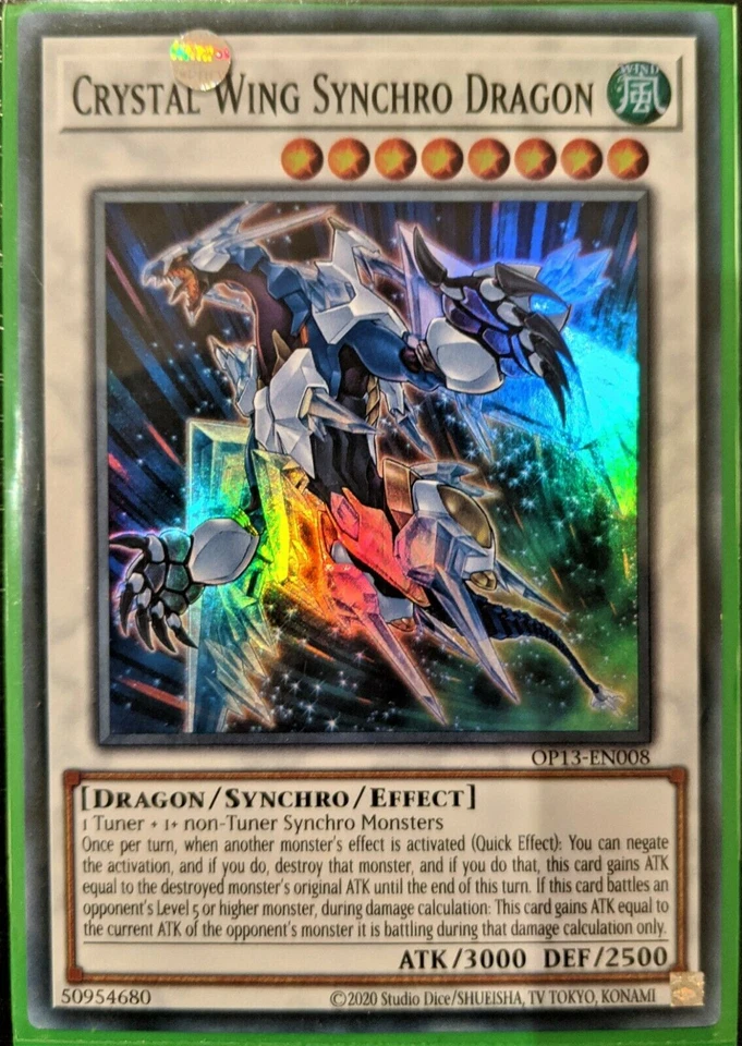 YuGiOh Crystal Wing Synchro Dragon Super Rare OP13-EN008 NM - Image 1 of 1