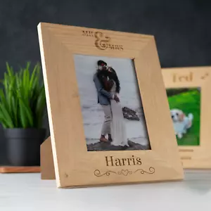 Personalised Engraved Wooden Photo Frame 4 x 6" / 5x7” Picture Frame- Any Text - Picture 1 of 8