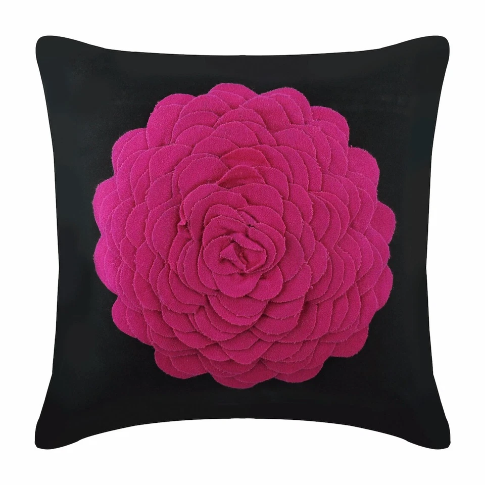 Квадратный декоративный диван подушка чехол черный 16 «x 16» искусственной замши - ярко-розовый розовый - Изображение 1 из 3