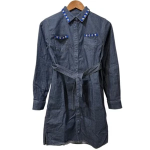 DOLCE&GABBANA Long Sleeve Stretch Denim Shirt Dress 11/12 Indigo Blue Kids USED - Picture 1 of 9