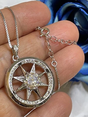 Collar solitario de diamantes de 2 quilates colgante brújula de diamantes de 1,5 quilates cumpleaños 3,5 quilates Foto 1 de 4