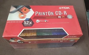 TDK Print On CD-R 80 MIN 700 MB 52X, CASE 50 Pack Brand New Sealed Recordable - Afbeelding 1 van 4