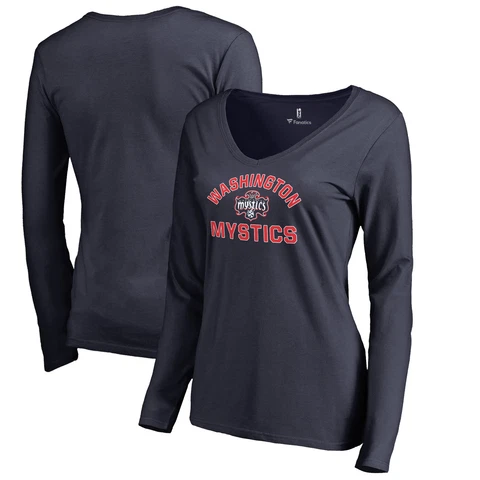 Women's Fanatics Branded Navy Washington Mystics Overtime Long Sleeve T-Shirt Cover