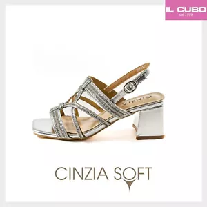 CINZIA SOFT SANDALO DONNA GIOIELLO COLORE ARGENTO CON STRASS H 6 CM - Foto 1 di 5