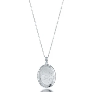 Sterling Silver "I Love You" with Rose Oval Locket - Picture 1 of 2