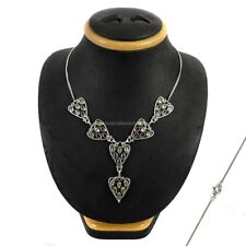 Natural Peridot Gemstone Cluster Vintage Necklace 925 Silver For Women E51