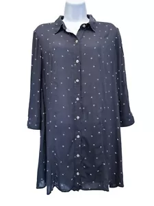 Maeve Anthropologie Button-Down-Tunika Oberteil Damen Größe Medium dunkelmarine Punkte - Bild 1 von 3
