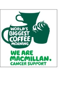 7.5" Square Macmillan Coffee Morning PRE-CUT ICING Cake Topper - Picture 1 of 1