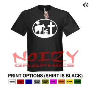 Cowboy Kreuz #2 christliches Shirt schwarz T-Shirt Pferd Land Jesus Fisch religiös - Bild 1 von 1