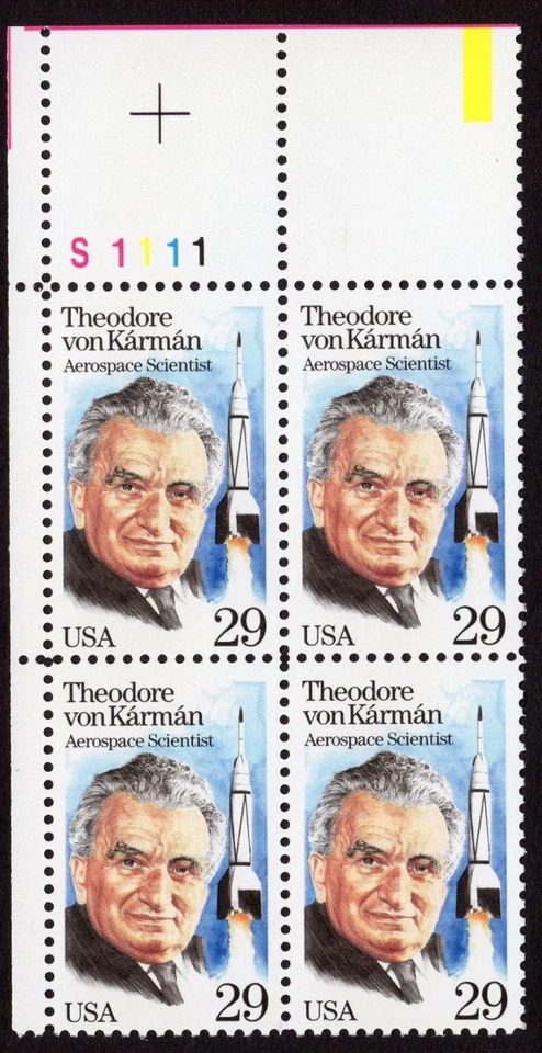 Scott #2699 Theodore von Karman (Rocket Scientist) Plate Block of 4 Stamps MNH - Image 1 of 1