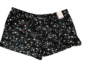 JOYSPUN SLEEPWEAR Black Soot Star Print Woven Elastic Waist Shorts Sz 2X* - Picture 1 of 7