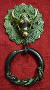 Antique Bull Design Decorative Door Knocker Handmade Brass Gate Bell Gift VR402 - Picture 1 of 10