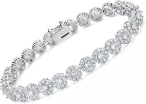18K White Gold Plated Bracelet Classic 3.5mm Cubic Zirconia Tennis Women 7.5 in - Picture 1 of 6