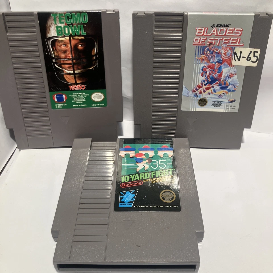 Lot Of 3 NES Games Tecmo Bowl - 10 Yard Fight - Blades Of Steel - Image 1 of 1