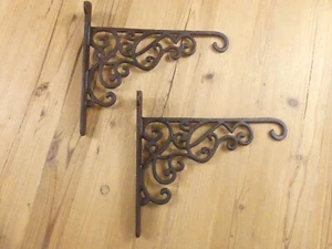 2 LARGE Cast Iron Victorian Style Plant Hooks Garden Hanger Wall Barn Fence Hook - Picture 1 of 7