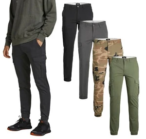 Herren Cargo Combat Jack Jones Hose schmale Passform konisches Bein Freizeit Kampfhose - Bild 1 von 20